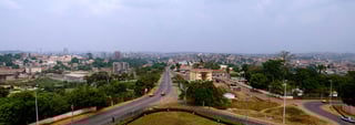 Aerial view of Yaoundé cityscape in Cameroon