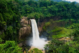 Panoramic view of Ekom Waterfall in Cameroon