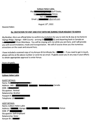 Evidence of the purpose of the visit, including adequate means