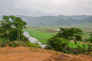 River and road near the Cameroon mountains