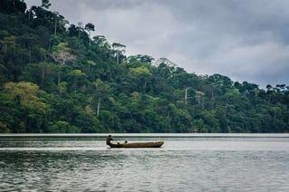 Wooden canoe on Barombi Mbo Lake