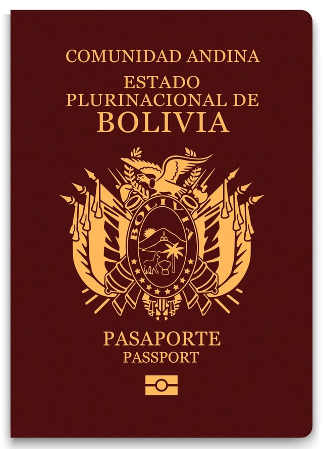 Bolivian Passport in White Background