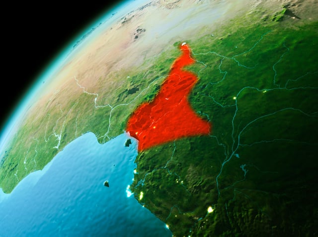 Illustration of Cameroon highlighted on the world