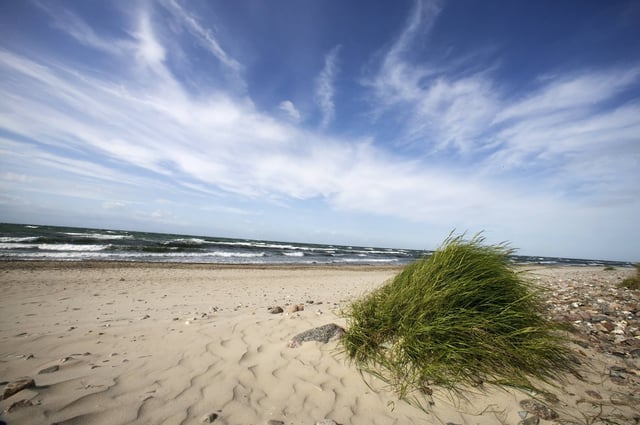 Sandy beach with waves in Cameroon
