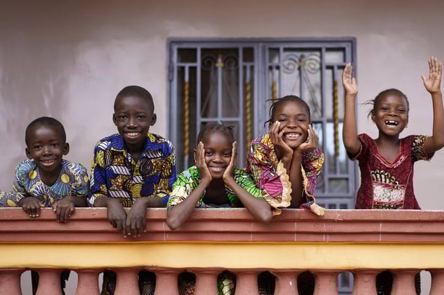 Smiling Cameroonian Children In Traditional Clothing