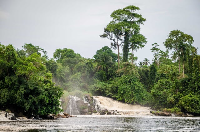 The Lobe Waterfall At Kribi Is Surrounded By The Cameroonian Rainforest