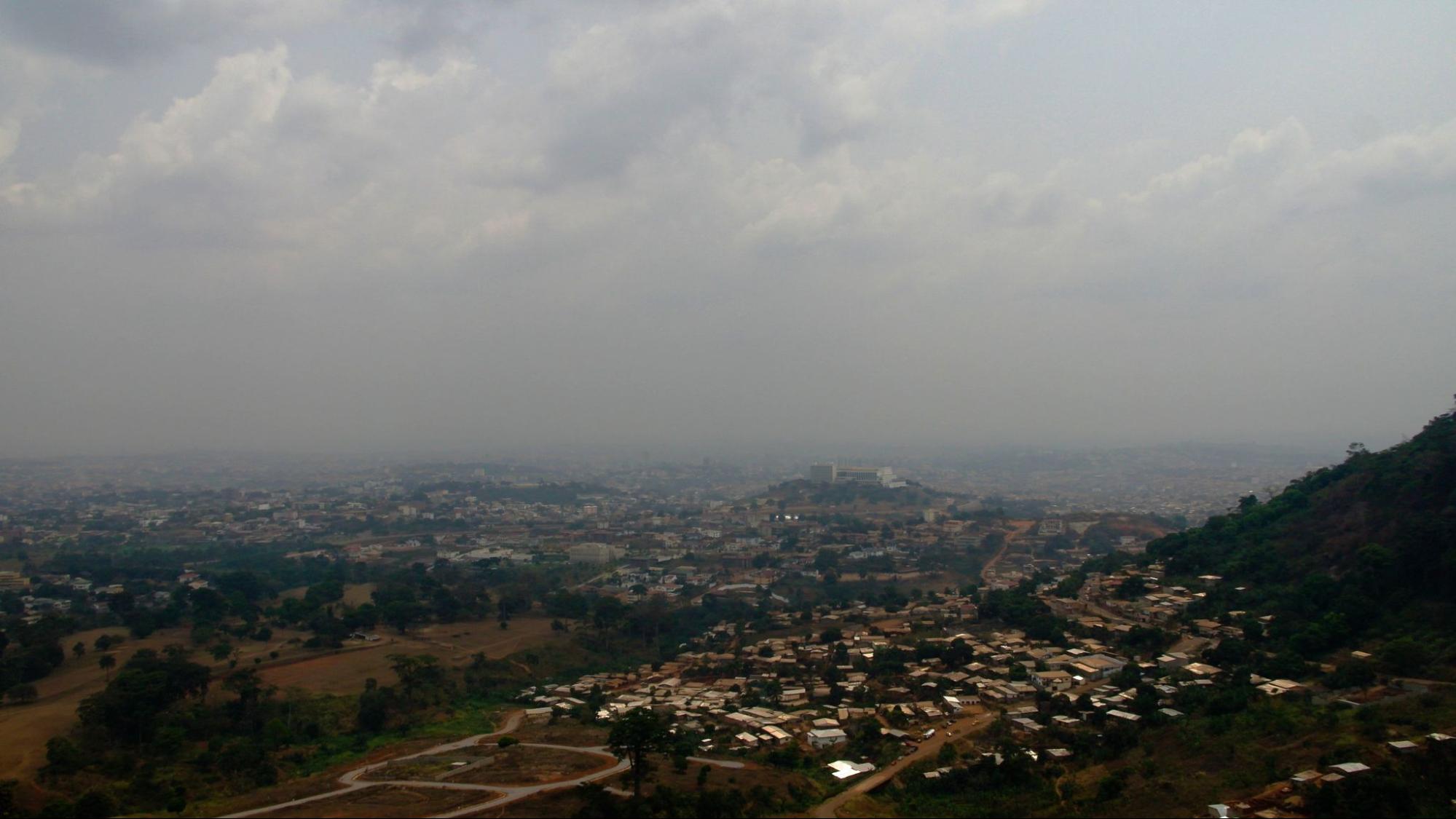 Aerial cityscape view to Yaounde, capital of Cameroon